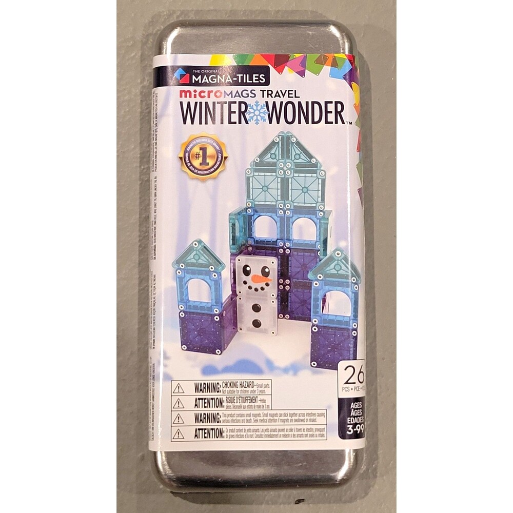 Magna-Tiles MicroMags Travel Winter Wonder 26-Piece Magnetic Set Tin